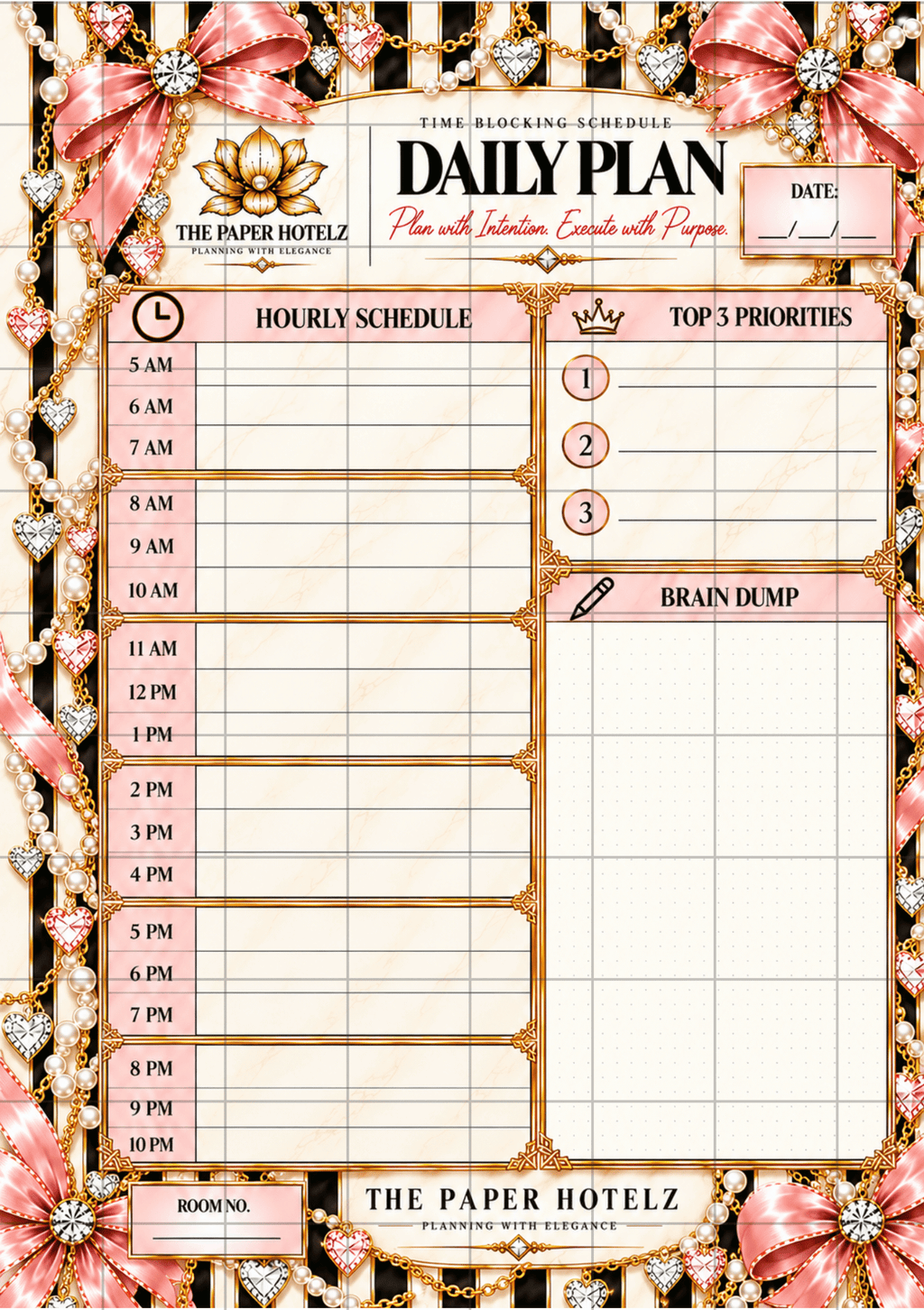 The Paper Hotelz Couture Daily Plan Bundle | 5 A5 Printable Planner Pages | Digital Download