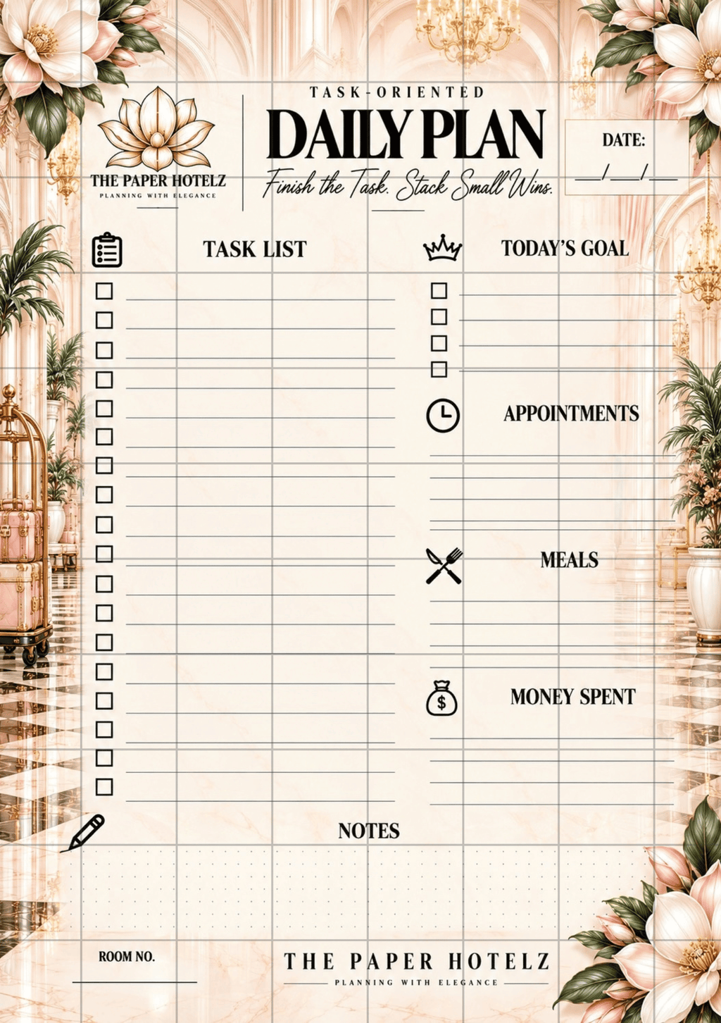 The Paper Hotelz Signature Daily Plan Bundle | 5 A5 Printable Planner Pages | Digital Download