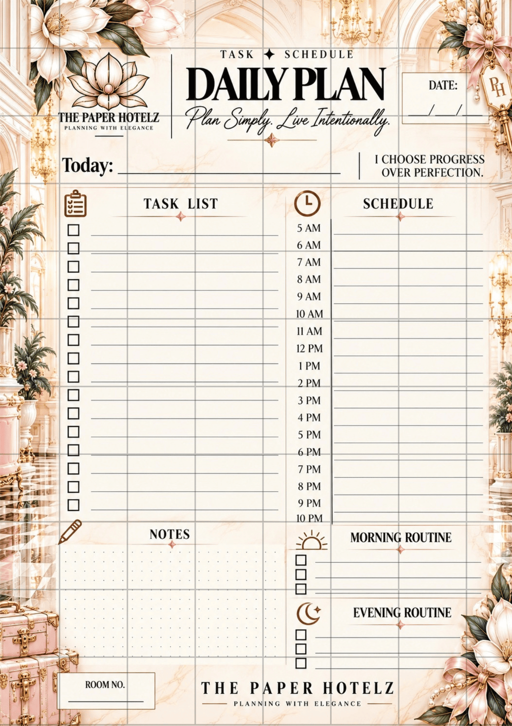 The Paper Hotelz Signature Daily Plan Bundle | 5 A5 Printable Planner Pages | Digital Download