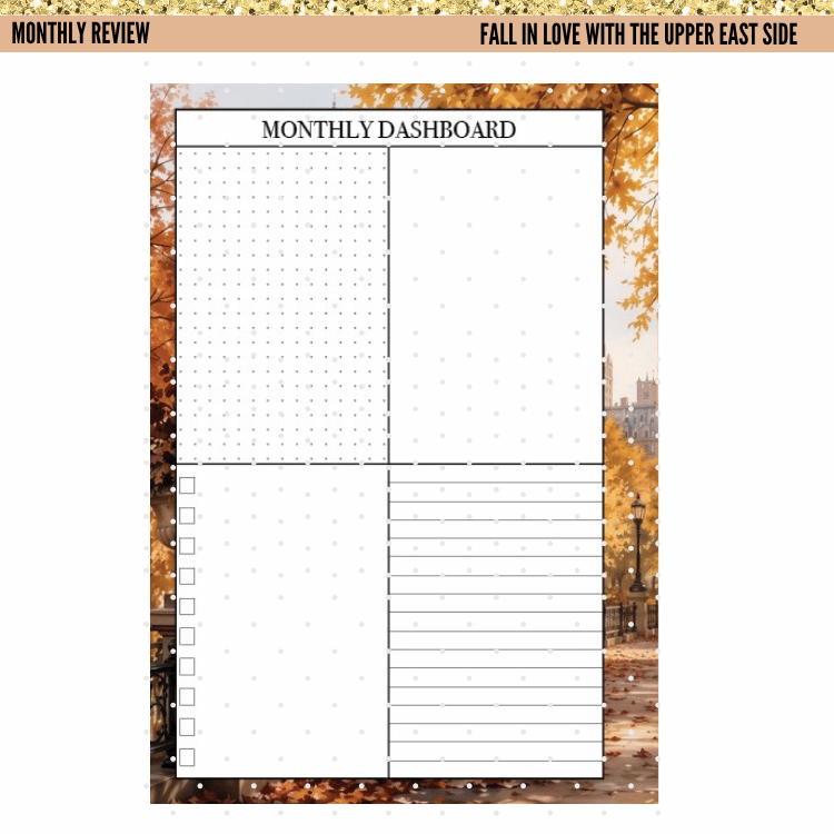 Fall in Love with the Upper East Side | A5 Monthly Deco Planner Kit | Weekly Planner | PDF Digital Download