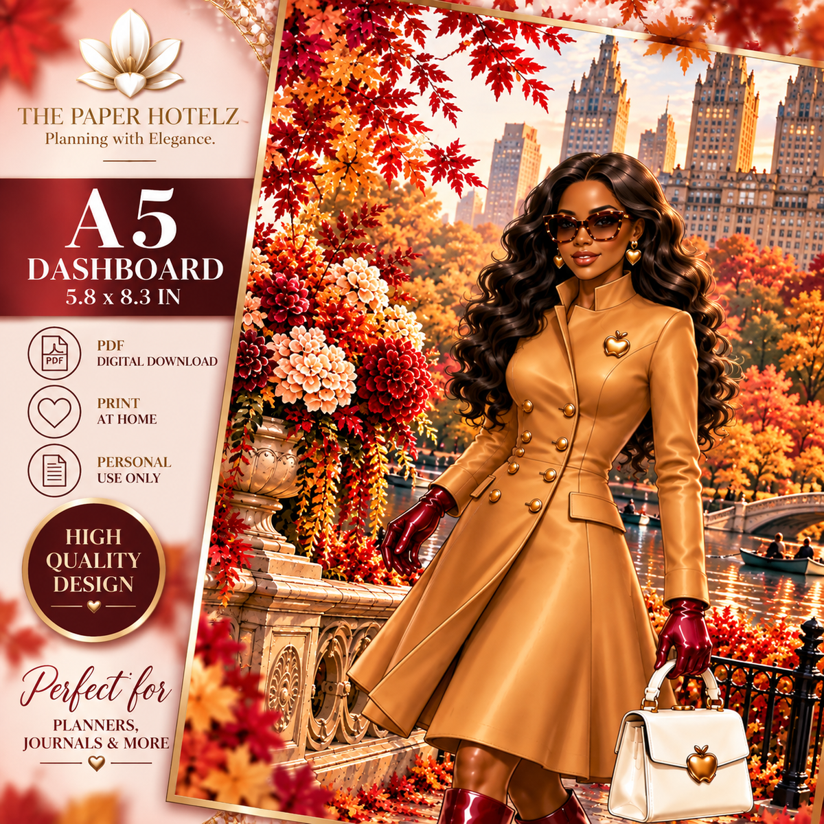 Fall in New York | A5 Printable | Printable Planner Dashboard