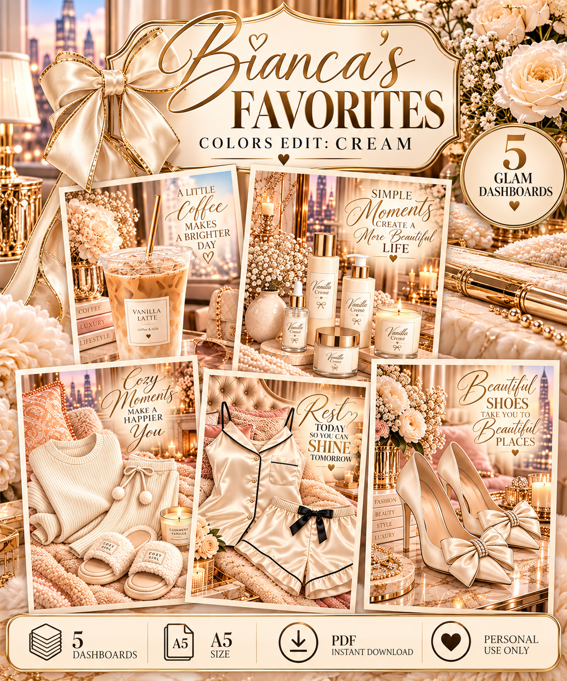 Bianca's Favorites Collection | Color Edit: Cream | Vol. 4 | Special Edition | Complete Planner Dashboard Collection Bundle
