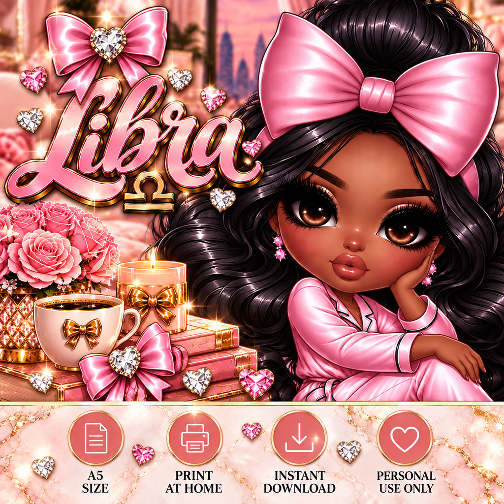 Chibi Libra Luxe Pink Dashboard | A5 Printable | Printable Planner Dashboard