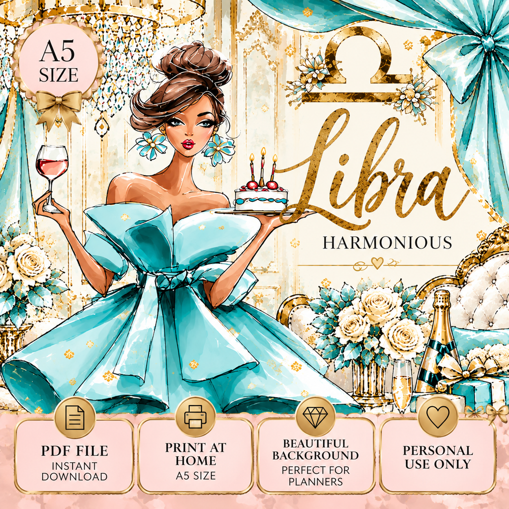 Libra Glam Dashboard | A5 Printable | Printable Planner Dashboard