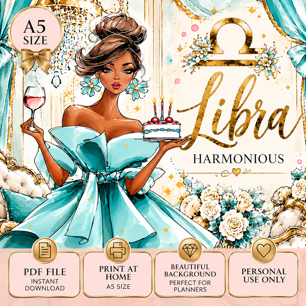 Libra Glam Dashboard | A5 Printable | Printable Planner Dashboard