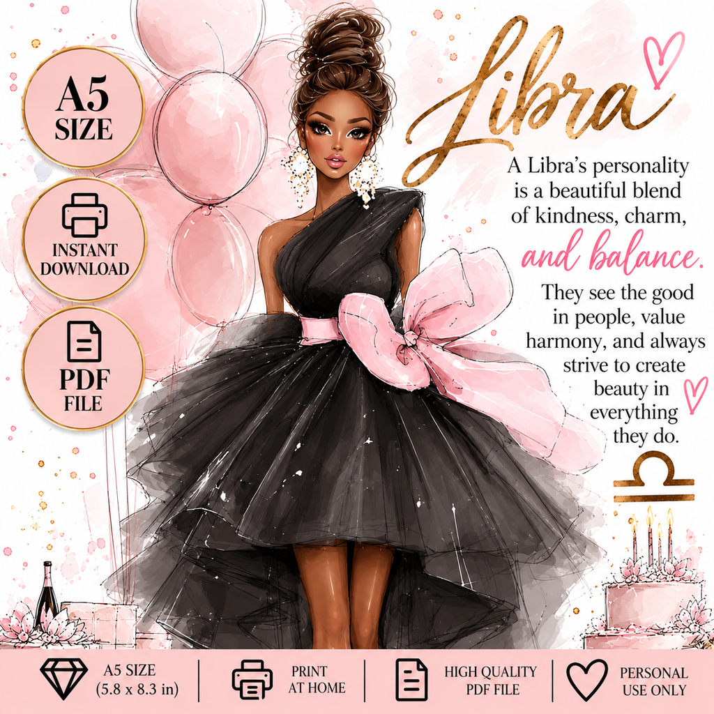 Libra Personality Dashboard | A5 Printable | Printable Planner Dashboard