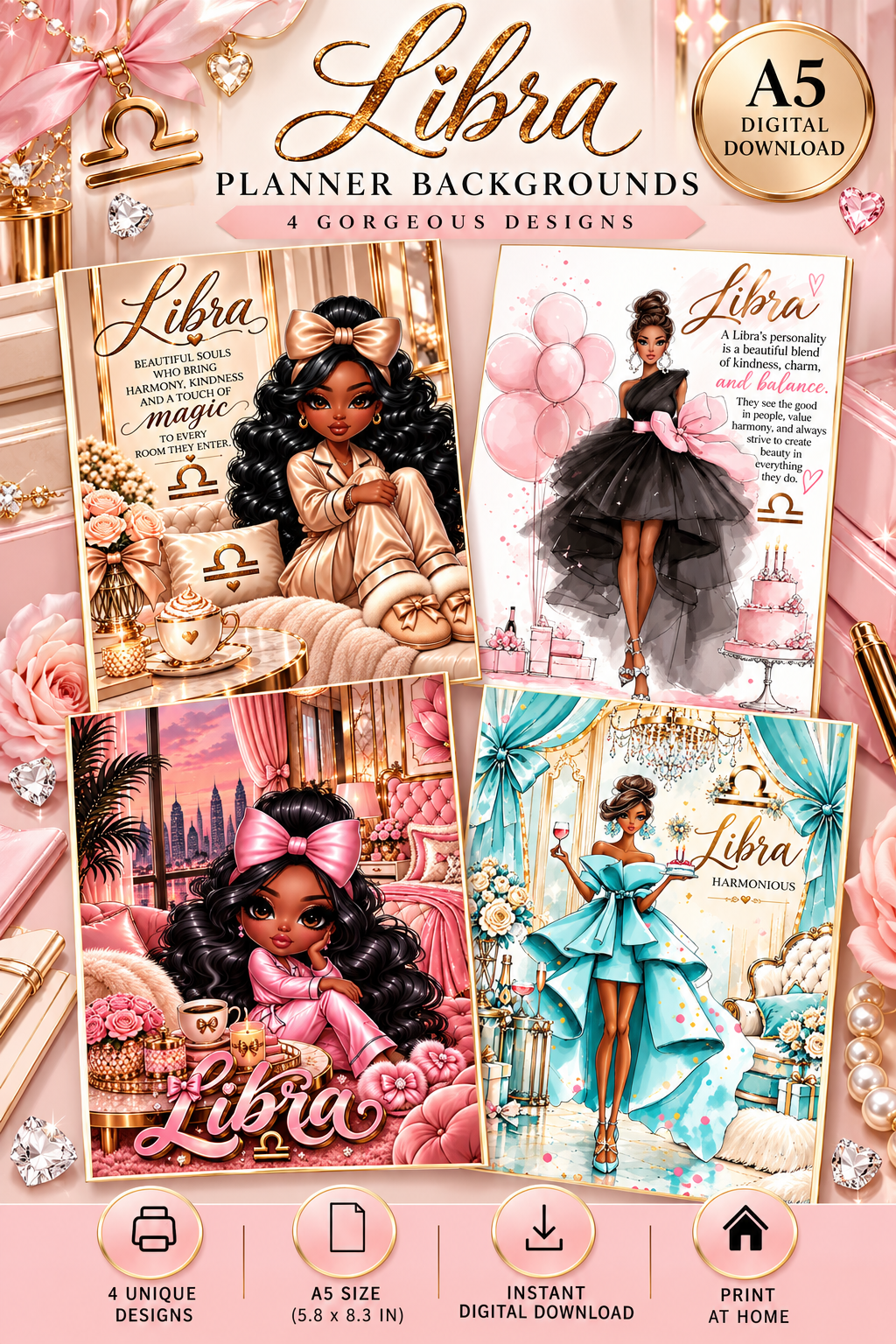 Libra Planner Dashboards | 4 Designs | A5 Collection | Digital Download