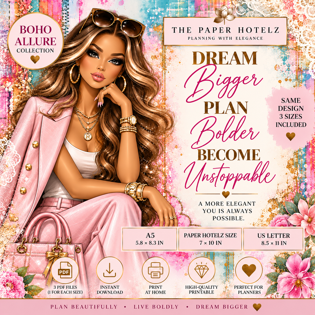 Boho Allure Collection | DREAM BIGGER | Printable Planner Dashboard