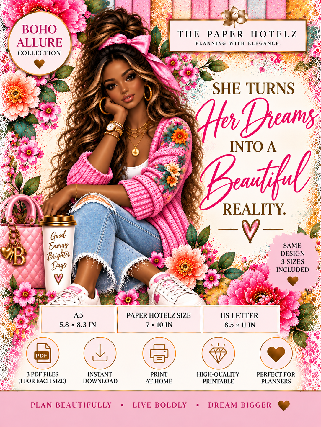 Boho Allure Collection | HER DREAMS | Printable Planner Dashboard