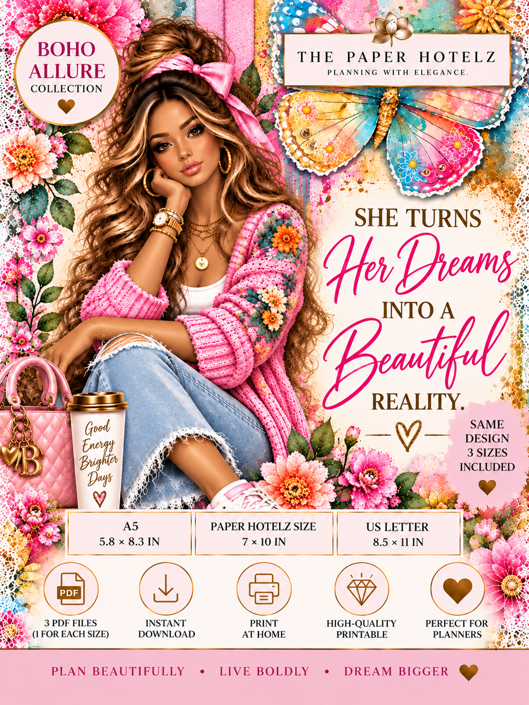 Boho Allure Collection | HER DREAMS | Printable Planner Dashboard