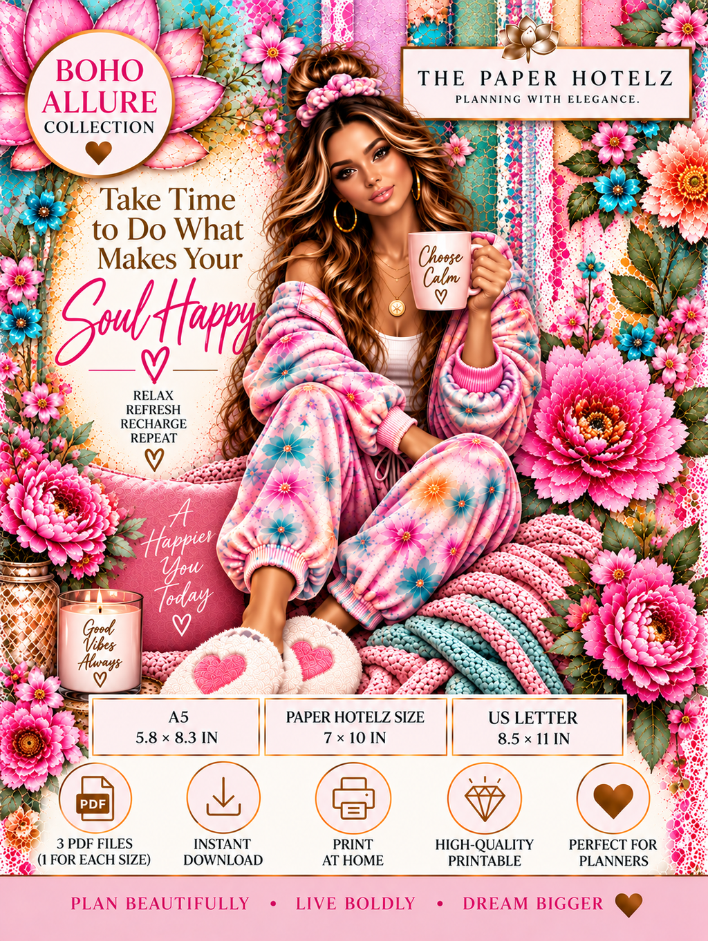 Boho Allure Collection | HAPPY SOUL | Printable Planner Dashboard