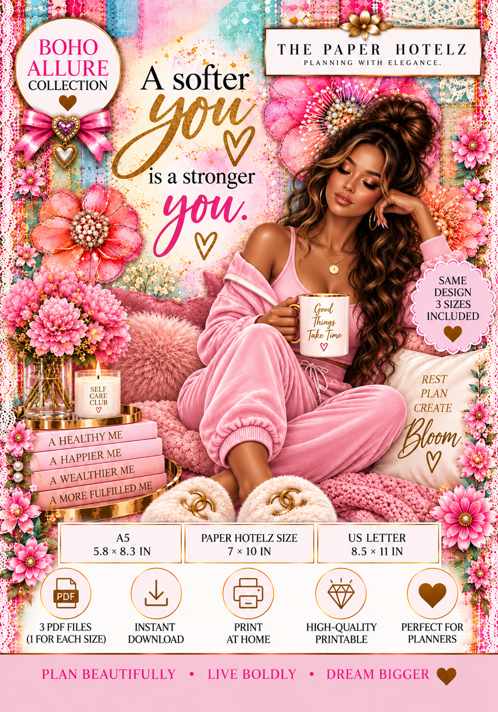 Boho Allure Collection | SOFTER YOU | Printable Planner Dashboard