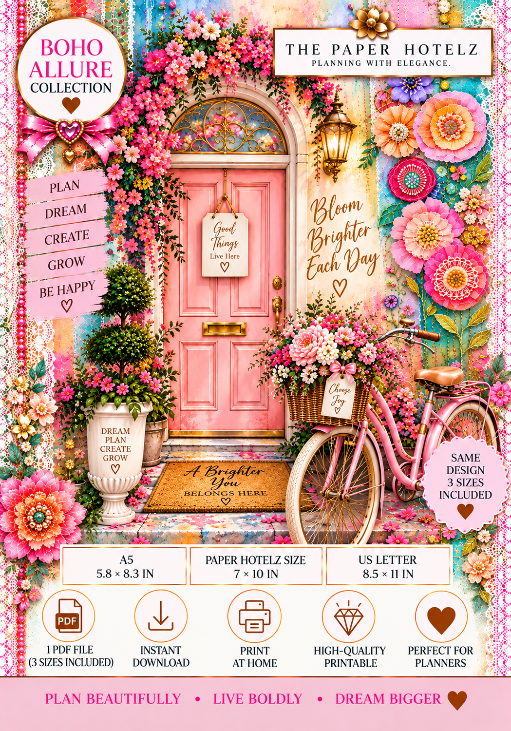 Boho Allure Collection | WANDER & BLOOM | Printable Planner Dashboard