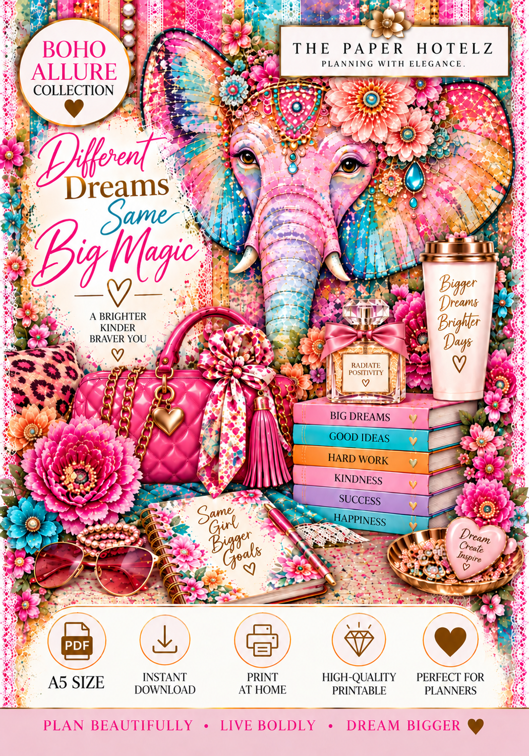 Boho Allure Collection | Tembo Glam | Printable Planner Dashboard
