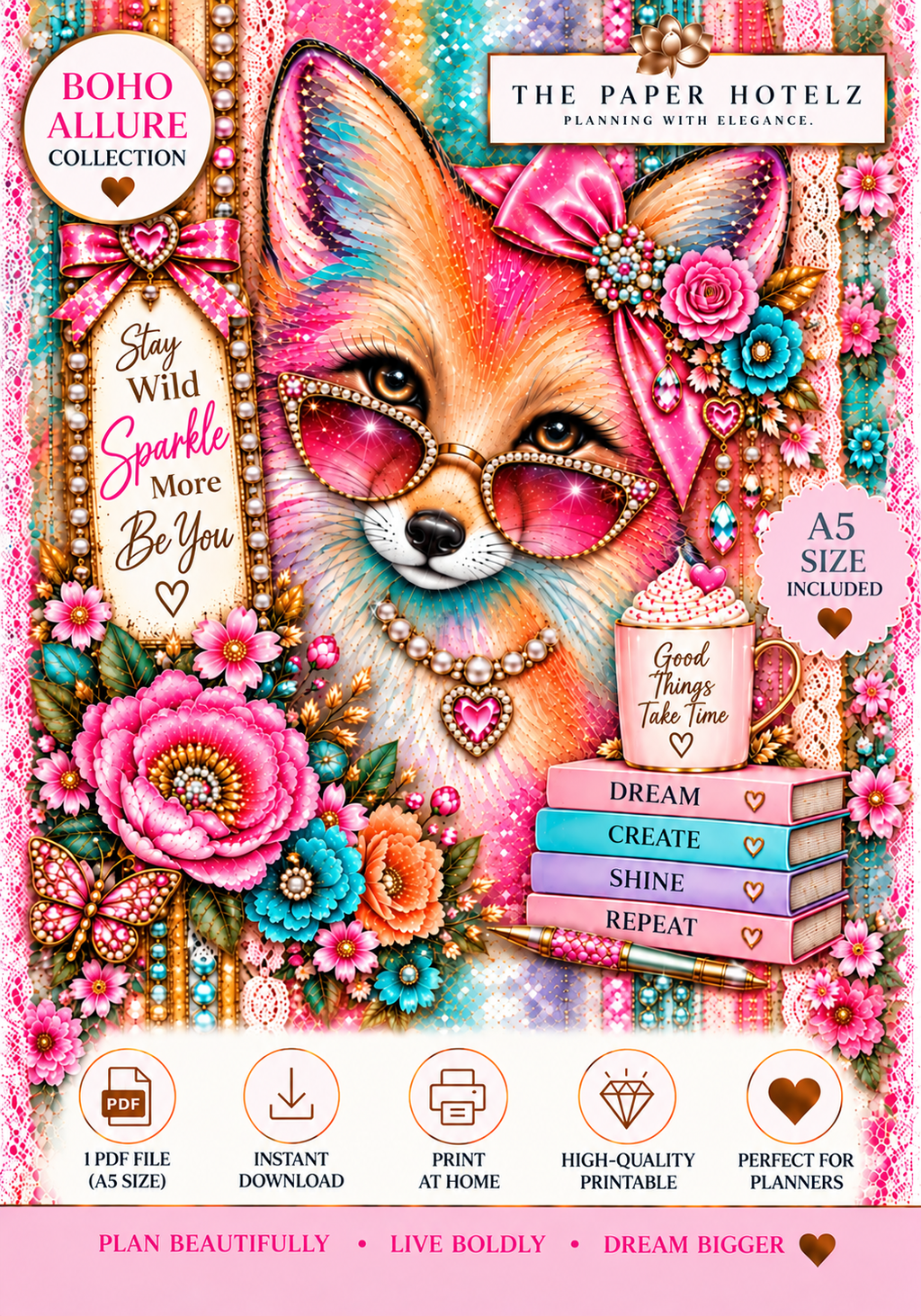 Boho Allure Collection | Foxy Lady | Printable Planner Dashboard