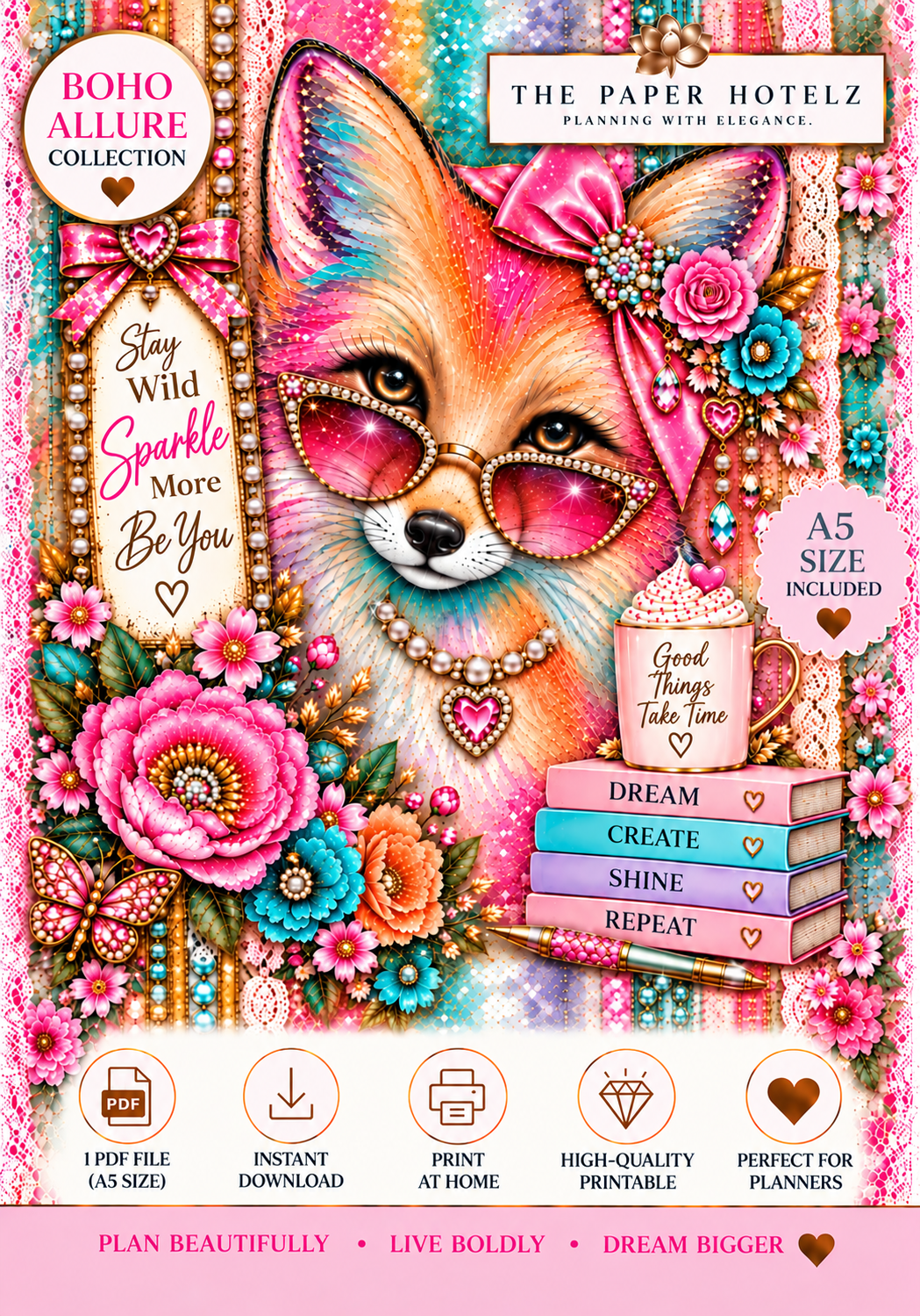 Boho Allure Collection | Foxy Lady | Printable Planner Dashboard
