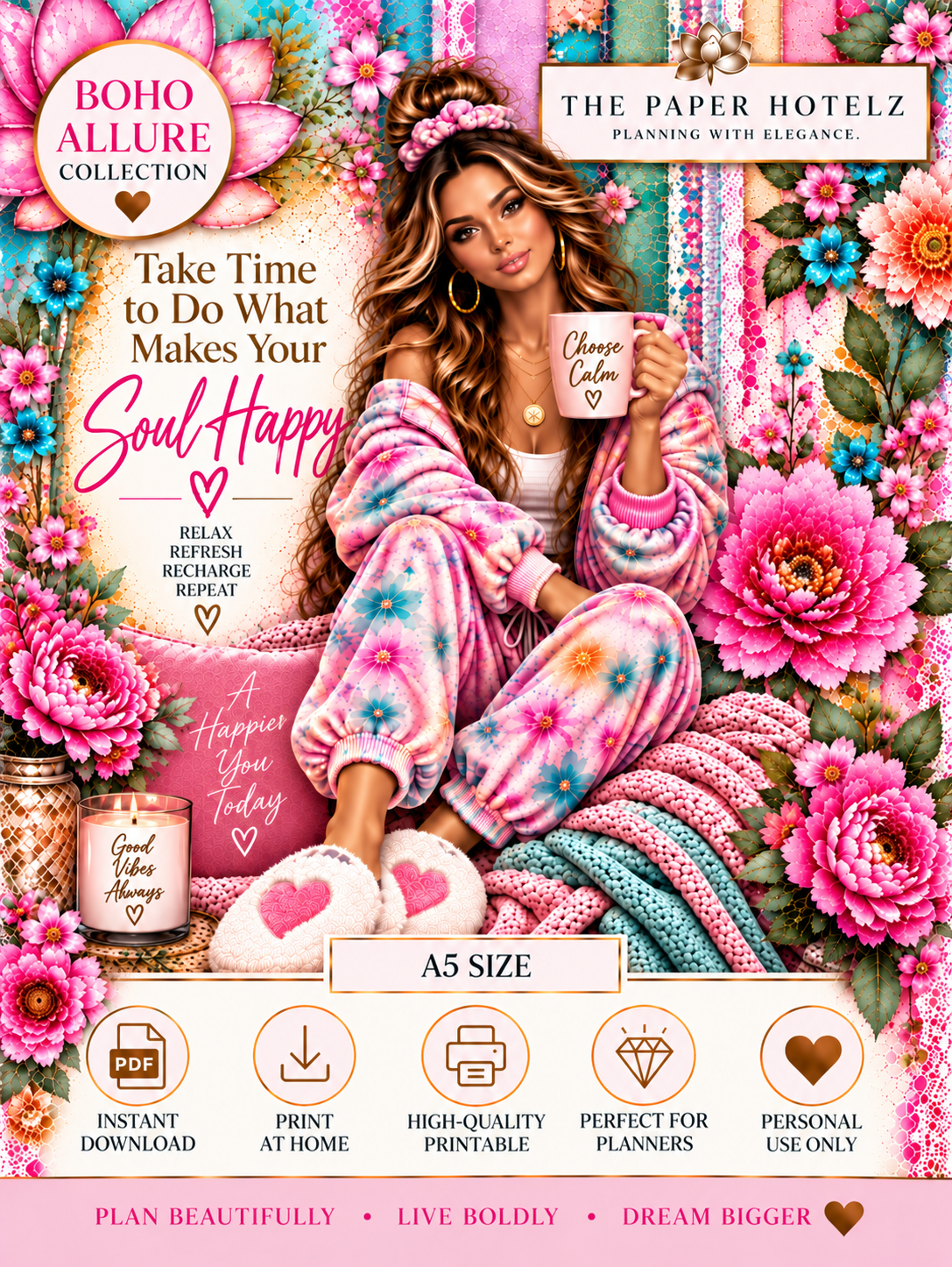 Boho Allure Collection | Happy Soul | Printable Planner Dashboard