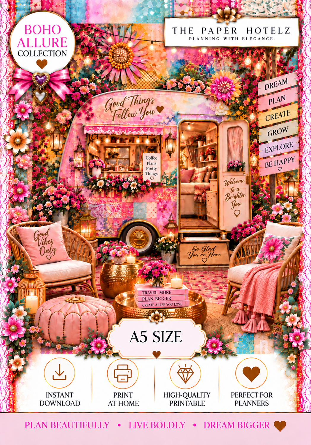 Boho Allure Collection | Camper Escape | Printable Planner Dashboard