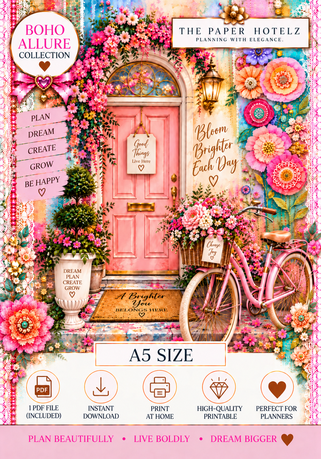 Boho Allure Collection | Bloom Brighter | Printable Planner Dashboard