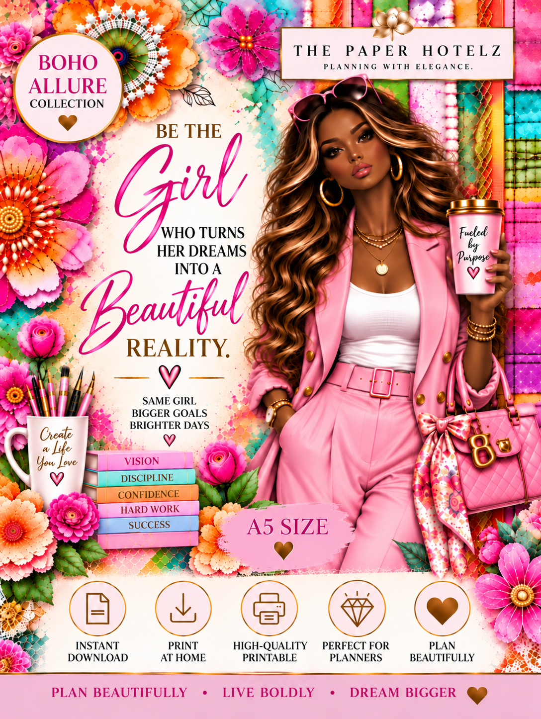 Boho Allure Collection | Be the Girl | Printable Planner Dashboard