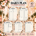 The Paper Hotelz Signature Daily Plan Bundle | 5 A5 Printable Planner Pages | Digital Download