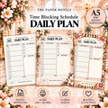 Time Blocking Schedule | Daily Plan Trio | 3 A5 Printable Planner Designs | Minimal, Signature & Couture | Digital Download