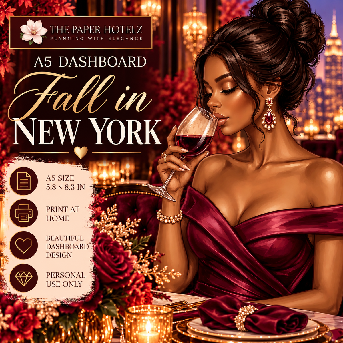 Fall in New York | A5 Printable | Printable Planner Dashboard