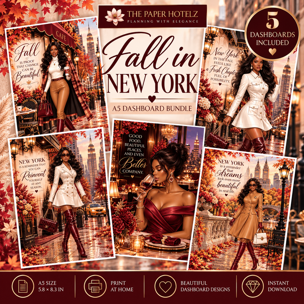 Fall in New York — City Chic | A5 Dashboard Bundle | Printable Planner Dashboard Bundle