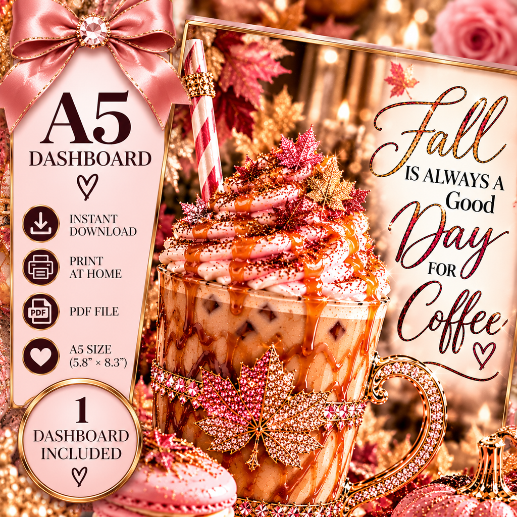 Fall Coffee Bliss | A5 Printable | Printable Planner Dashboard