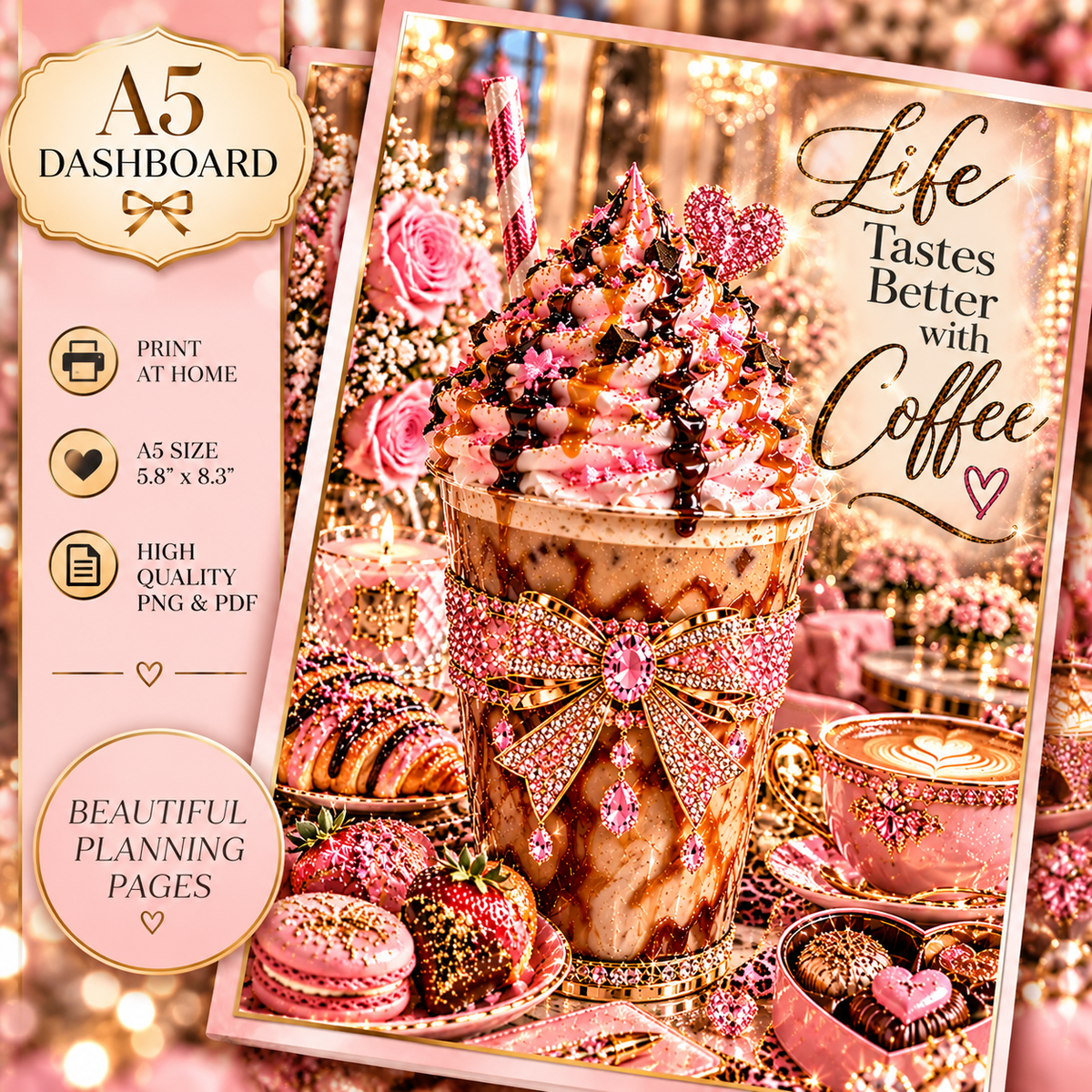 Life Tastes Better with Coffee | A5 Printable | Printable Planner Dashboard