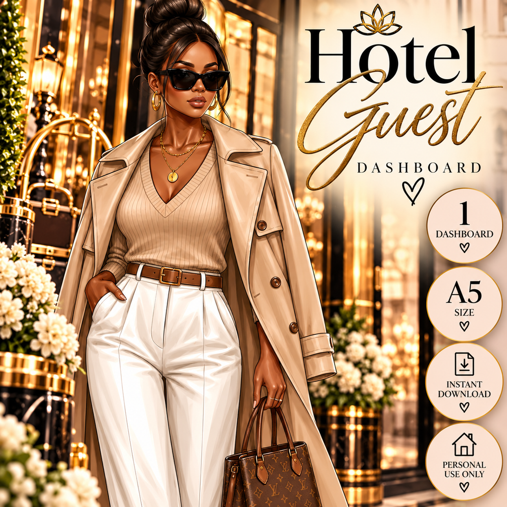 Hotel Guest | Boss Beauties | A5 Printable | Printable Planner Dashboard