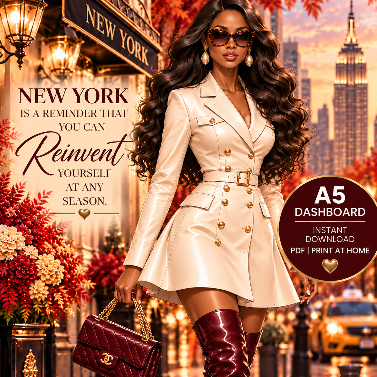 Fall in New York | A5 Printable | Printable Planner Dashboard
